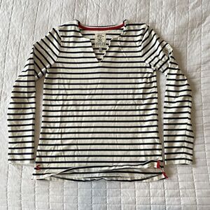 JOULES Harbour Notch Neck Blue & White Nautical Stripe Long Sleeve Top Size US 6